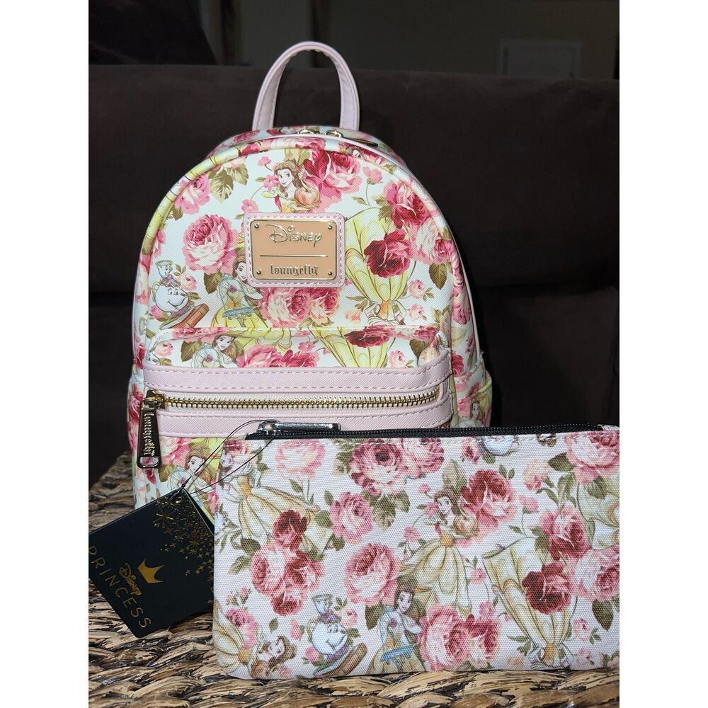 Disney Beauty And The Beast Belle AOP Floral Loungefly Mini Backpack